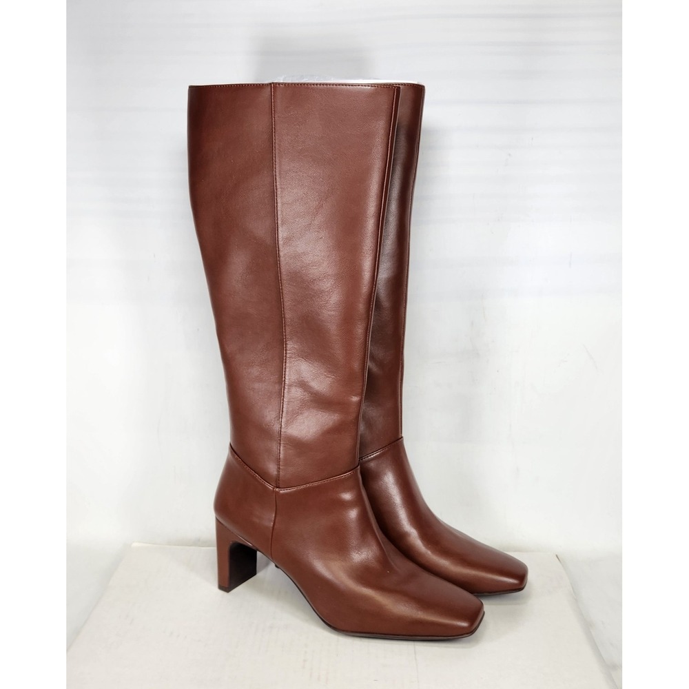Naturalizer Nona Tall Boot Women Size 7 Cappuccino Brown Square Toe Block Heel